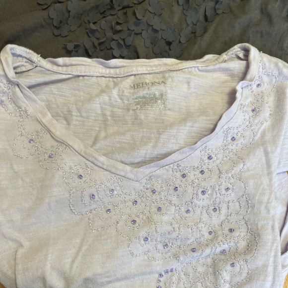 Gap and Merona Floral Appliqué V-Neck two. Top Bundle - Gray and purple - Picture 3 of 7